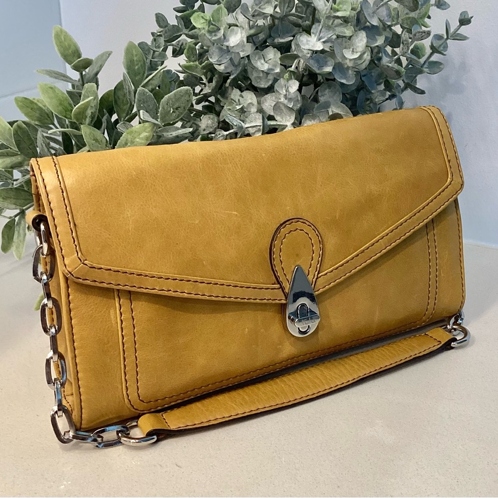 Tula Butterscotch Yellow Leather Shoulder Bag w Silver Hardware